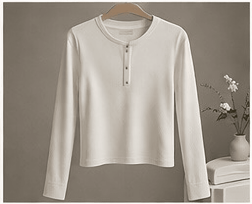 ヘンリーネックトップス（アイボリー）