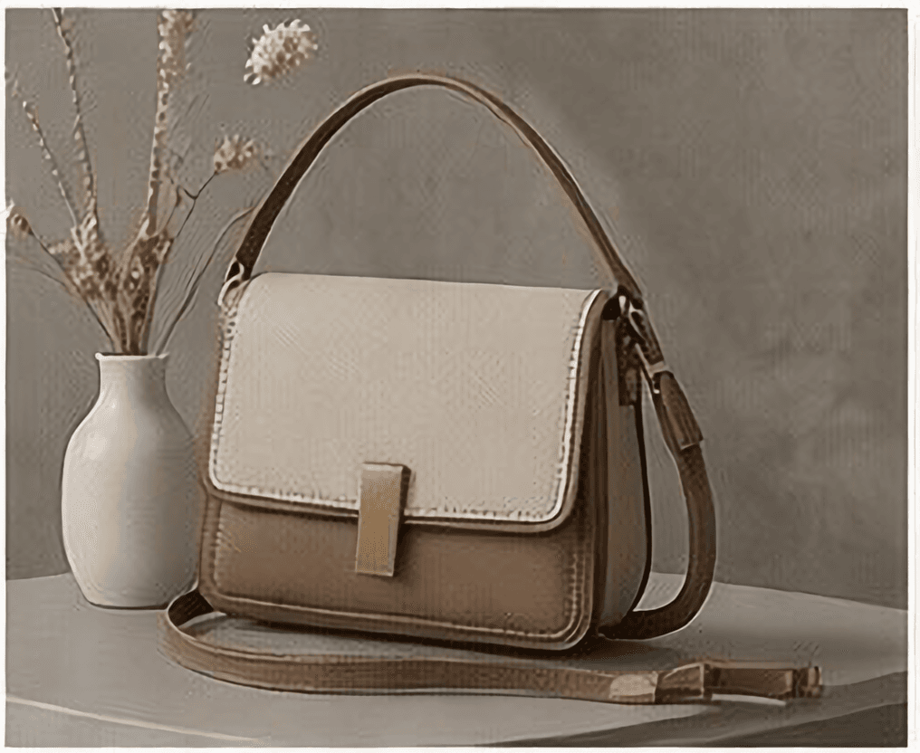 バイカラーフラップバッグ（ベージュ×アイボリー）