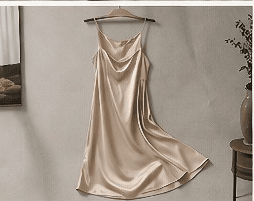 サテンスリップドレス（ゴールドベージュ）