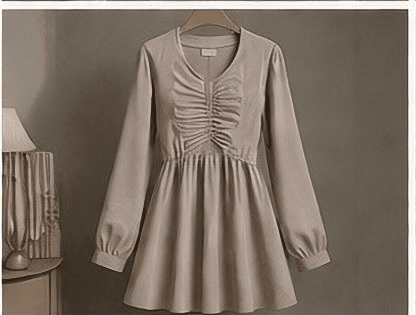 ギャザーワンピース（ベージュ）