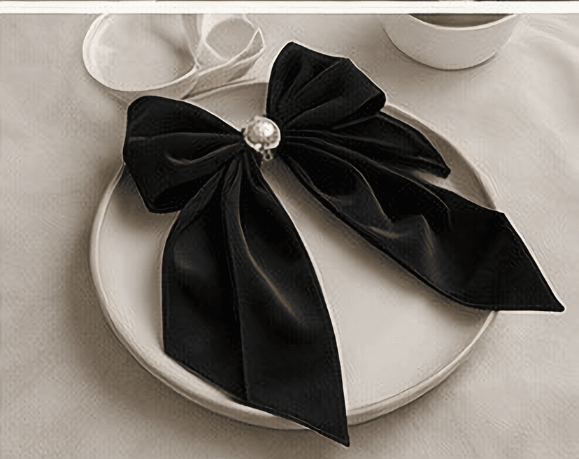 サテンリボンバレッタ（ブラック）